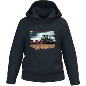 Blauwe hoodie met Claas trekker - tractor trui -maat S