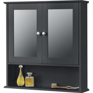 Spiegelkast Tiffany - Voor Wandmontage - MDF - 58x56x13 cm - Donkergrijs - Stijlvol Design