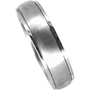 RVS - strakke - Elegant - geborsteld zilver - ring maat 18, twee los ring op elkaar die je mee kan draaien - ( ook wel stress ring genoemd).