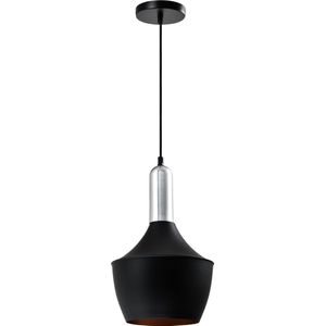 QUVIO Hanglamp modern - Lampen - Plafondlamp - Verlichting - Verlichting plafondlampen - Keukenverlichting - E27 Fitting - Met 1 lichtpunt - Voor binnen - Metaal - Aluminium - D 25 cm - Zwart en zilver