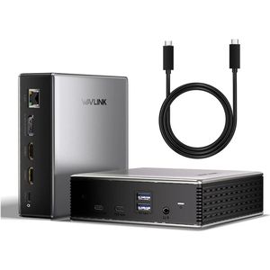 Wavlink Ultra USB-C Docking Station met 2 x HDMI – 1 x Displayport – Ethernet – Audio In/Uit – 2 x USB-A – 1 x USB-C - 125W opladen
