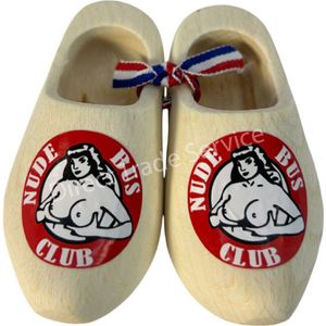 Mini houten klompjes Nude Bus ter decoratie van auto, vrachtwagen, tractor, caravan, enz