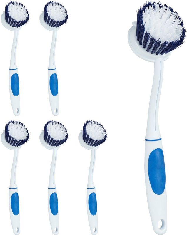Relaxdays afwasborstel - set van 6 - schoonmaakborstel - reinigingsborstel - spoelborstel - Kleurmix 1