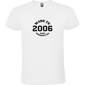 Wit T-Shirt met “Made in 2006 / 100% Original “ Afbeelding Zwart Size XS