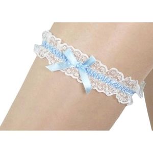 Kousenband Offwhite voor Bruiloft - Elastisch met Kant en Satijnen Lint