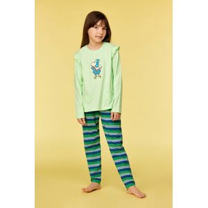 Woody pyjama meisjes/dames - groen - duif - 252-10-PLG-S/760 - maat 116