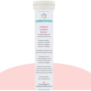 Elementations Collageen Booster - Met 500mg Viscollageen, Vitamine C & Biotine - Voor Stralende Huid, Sterke Nagels en Gezond Haar - 20 Bruistabletten