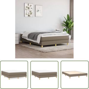 The Living Store Bedframe zonder matras stof taupe 140x200 cm - Boxspring Frame - Tweepersoons Bed - Bed Frame - Taupe Bed - Stoffen Bed