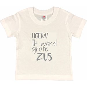 Shirt Aankondiging zwangerschap Ik word grote zus | korte mouw | grijs | maat 86/92 zwangerschap aankondiging bekendmaking Baby big sis sister