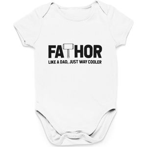 Vaderdag Cadeau - Romper Fathor - Maat 92 - Kleur Wit - 100% Katoen