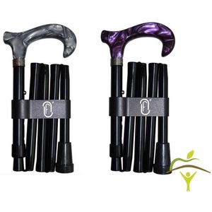 Finna wandelstok plooi- en verstelbaar houten of metacryl handvat : beige/goudkleurig, brons aluminium