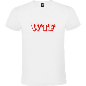 Wit T-shirt ‘WTF’ Rood maat XL