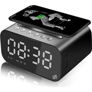 Equivera Wekkerradio - Wekkerradio - Klokradio - 4-In-1 Digitale Wekker - Draadloos Laadstation - Bluetooth - LED-Display - Sluimerfunctie