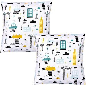 Boraboi ® Kleurrijke Kinderkussenhoezen Set van 2 met Speelse Patronen en Hotelsluiting, 40 x 40 cm