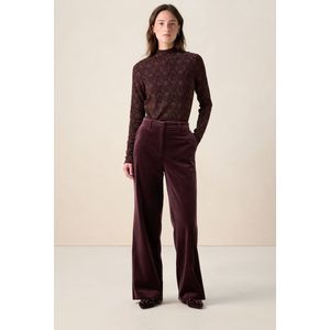 Sissy-Boy - High Waist Wide Leg Velvet Broek - Donkerbruin