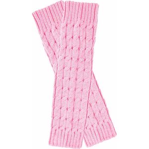 2 paar lange beenwarmers voor dames - dames meisjes winter gehaakte gebreide beenwarmers - modieuze warme beenwarmers - kniekousen - beensokken - kousen - one size fits all - roze+wit - 40*8.5cm
