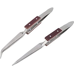 Pincetten Set voor Solderen en Reparatie - 2 Stuks RVS, Recht en Gebogen, Ideaal voor Precisiewerk