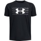 Under Armour - Tech Wordmark Logo - T-shirt - Zwart - Korte Mouwen - 8 Years