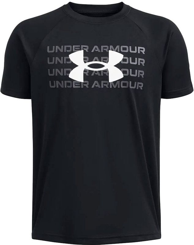 Under Armour - Tech Wordmark Logo - T-shirt - Zwart - Korte Mouwen - 8 Years