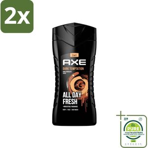 Axe - 3-in-1 Douchegel - Dark Temptation - Dark Chocolate - 250 ml - Voordeelverpakking - 2 stuks - Douchegel - Axe