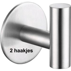 CHPN - Haakje - Haakjes - 2 stuks - Ophangen - Zelfklevende haakjes - Haak - Zilver - RVS - Universeel - Badkamerhaakje - Keukenhaakje - Handdoekhaakje