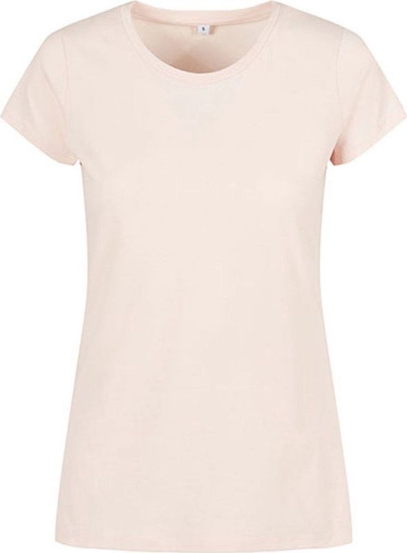 Build Your Brand - Basic T-shirt - Roze - Dames - Korte Mouwen - Ronde Hals - Katoen