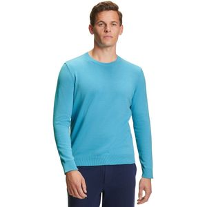 FALKE Basic Cotton Crew Neck elegante klassieker katoen trui heren blauw - maat S