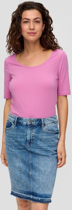 s.Oliver - T-Shirt - Zacht Jersey - U-halslijn - Slim Fit