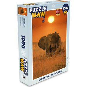 Puzzel Olifant in zonsopgang - Legpuzzel - Puzzel 1000 stukjes volwassenen