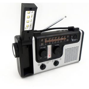 Noodradio voor rampenbestrijding - Noodradio - noodradio solar opwindbaar - Multifunctionele LED-leeslamp - Zilver/Zwart - ABS