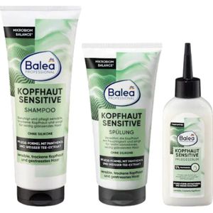 Balea Professional Hoofdhuid Sensitive - Set van 3 - Shampoo, Conditioner & Serum | Combiverpakking 1x250 ml, 1x 200ml 1x 150ml - Met Panthenol & Witte Thee-extract - Parfumvrij