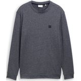 TOM TAILOR - Shirt - Blauw Gemêleerd - Lange Mouw - Normale Pasvorm