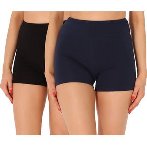 Merry Style Dames Leggings - Shorts - Korte - Katoen - Wielershorts - 2Pack - MS-MS10-359-LE-2P - Zwart/Marineblauw (2Pack) - XL