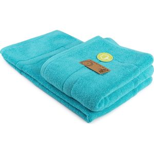 ARTG® Towelzz - Badmat - 100% Katoen - Zware kwaliteit - 50 x 80 cm -  Helderblauw - Aqua Blue -