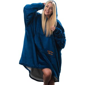 Baleine Home Hoodie Flanel Fleece Deken Met Mouwen - blauw - hoodie deken met mouwen - hoodie heren - hoodie dames - hoodie blanket