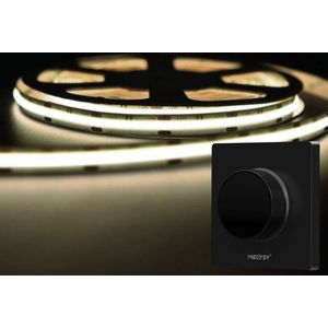 LED Strip COB - 10 Meter - Complete Set - 4000k - Neutraal Wit - 24V - 480LED/m - Met Draadloze Mi-Light(MiBoxer) wanddimmer(Zwart)