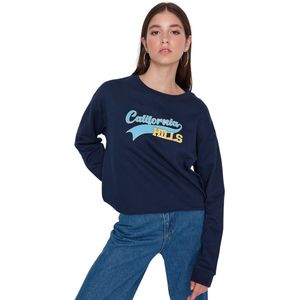 Trendyol Ecru Bedrukt Boyfriend Dik Fleece Gebreid Sweatshirt Twoaw23Sw00199