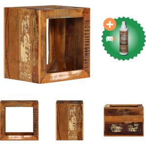 vidaXL Kruk 40x30x40 cm massief gerecycled hout - Tafel - Inclusief Houtreiniger en verfrisser