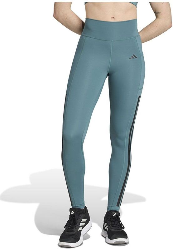 Adidas - Optime 3 Stripes - Trainingslegging - Zwart - Aansluitende Pasvorm