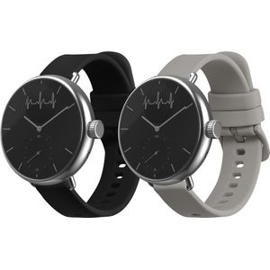 kwmobile 2x armband geschikt voor Withings ScanWatch 38mm / Steel HR 36mm / Move ECG - Bandjes voor fitnesstracker in zwart / grijs