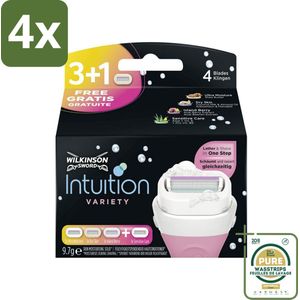 Wilkinson Sword - Navulmesjes - Intuition 2-in-1 Variety - Diverse Gevoelige Huidtypes - 4 mesjes - Voordeelverpakking - 4 stuks - Scheerapparaat - Vrouwen scheermes