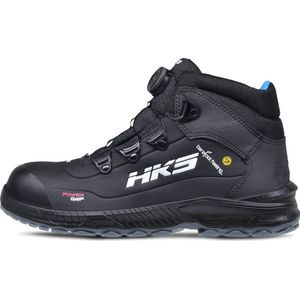 HKS Barefoot Feeling BFS 80 BOA S3 werkschoenen - veiligheidsschoenen - safety shoes - hoog - heren - dames - composiet - antislip - ESD - lichtgewicht - Vegan - zwart/grijs/blauw maat 47