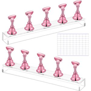 TOVBMUP Nail Art Display Stand - Acryl Nail Art Stand - Set van 2 - Geschikt voor Opdrukbare Nail Art Display - Magnetische Nail Art Stand - met Dubbelzijdige Tape - Geschikt voor Nail Art Designs - Roségoud