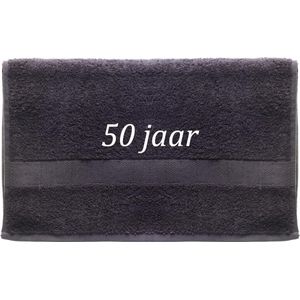 Handdoek - 50 jaar - 100x50cm - Grijs