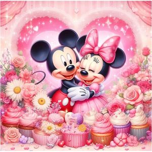 Diamond painting Disney Minnie & Mickey Mouse 50x50 vierkante steentjes