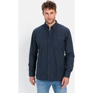 camel active Overhemd met lange mouwen van zuiver katoen - Maat menswear-S - Donker blauw