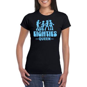 Bellatio Decorations Verkleed shirt voor dames - eighties queen - zwart/blauw - jaren 80 - carnaval M