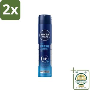 Nivea - Deo Spray XL - Fresh Active - 48 Uur Lang Werkend - 200 ml - Voordeelverpakking - 2 stuks - Antitranspirant - 48 uur bescherming