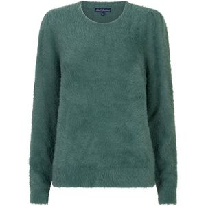 Red Button - Fuzzy Puff Sleeve - Sweater - Groen