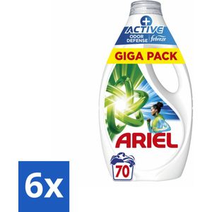 Ariel - Vloeibaar Wasmiddel - +Actieve Odor Defense - 70 Wasbeurten - 3,15 liter - Voordeelverpakking - 6 stuks